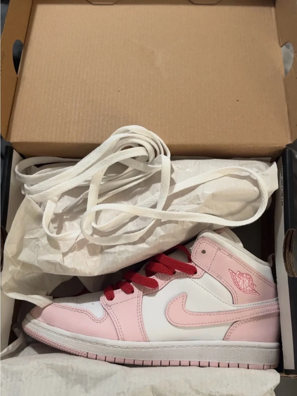 Nike Kids Pink, White and Red High-Top Sneakers